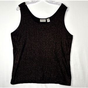 Chico's Travelers Black Sparkle Shimmer Metallic Knit Tank Top Sleeveless 3/XL